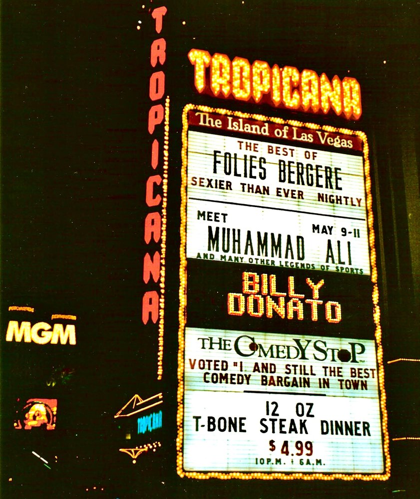 Tropicana marquee featuring Billy Donato and Muhammad Ali